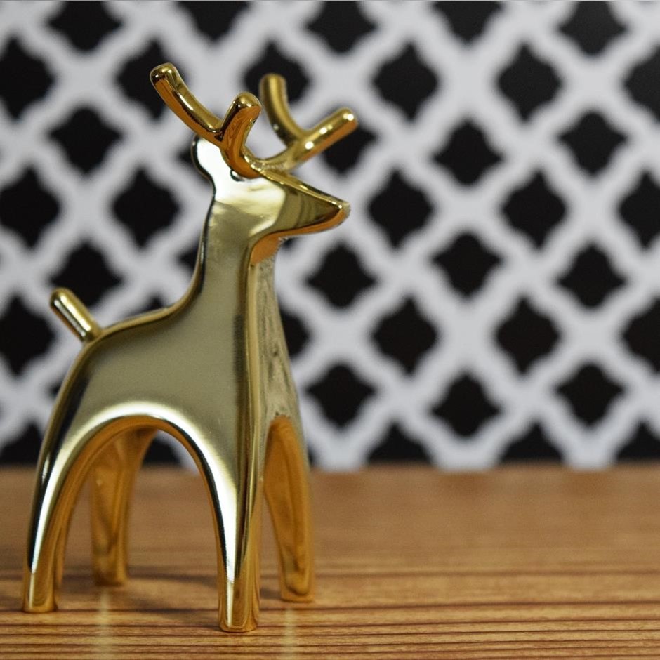 Electroformed and gold plated ornamental reindeer