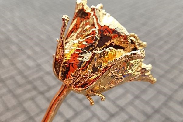 Electroformed and gold plated rose