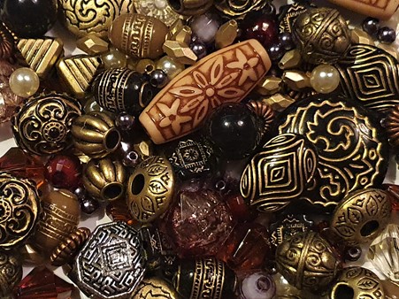 Bronze assorted glass, crystal and acrylic jewellery making beads