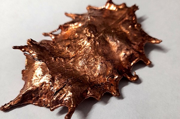 Electroformed Copper leaf with patina