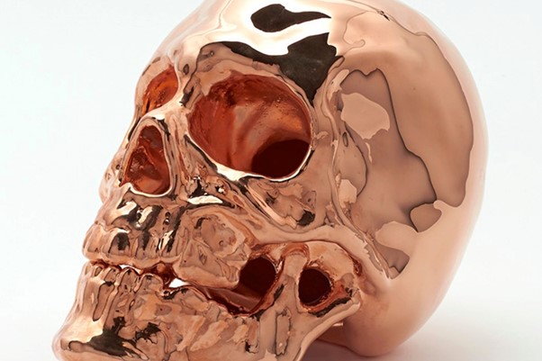 Electroformed copper plated plastic skull