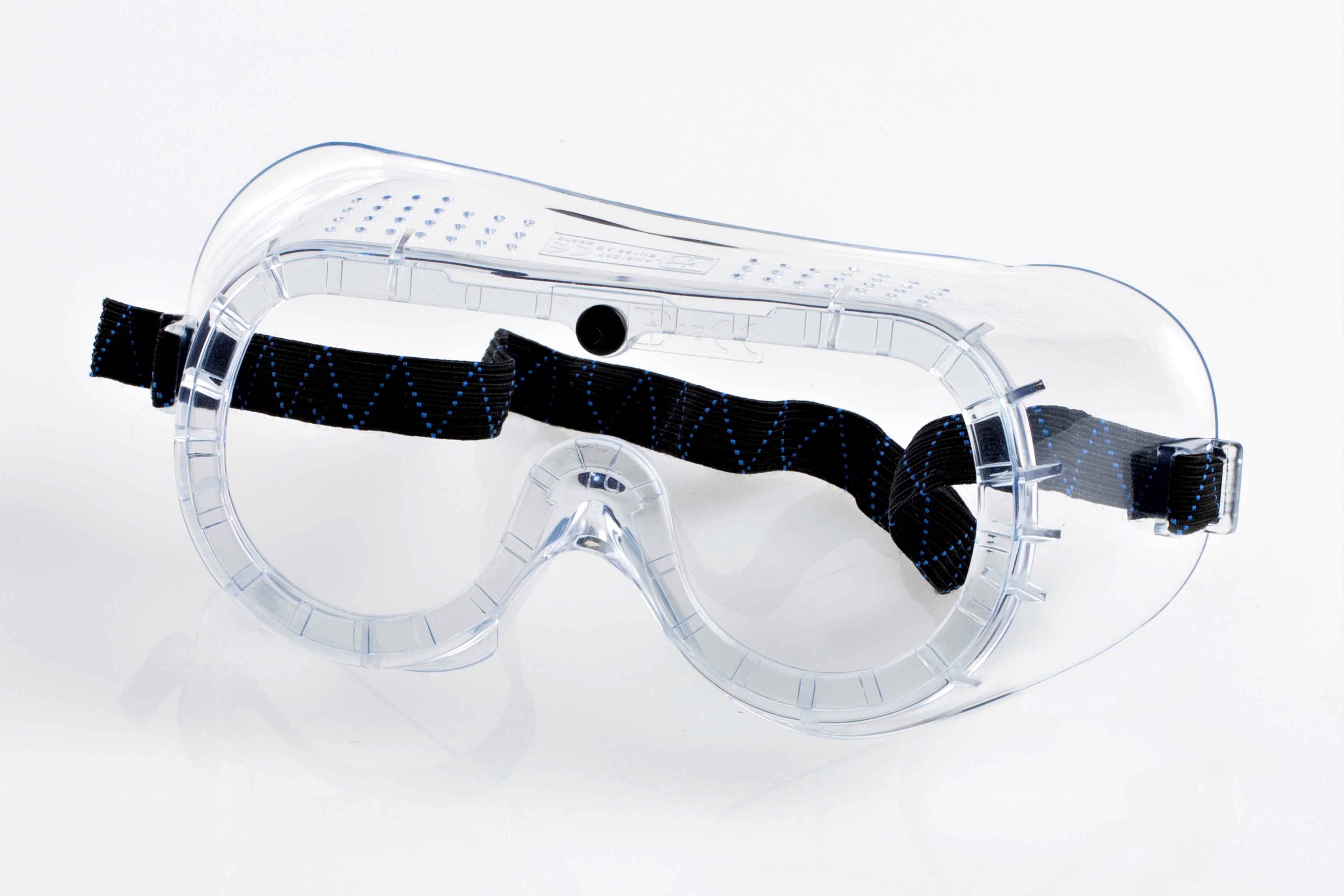 Safety Goggles Pair of safety goggles, clear with black strap, universal size