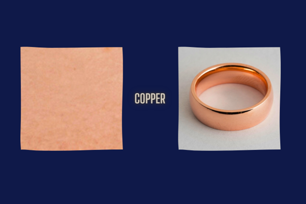 copper plated colour swatch shown next to a copper plated wedding band