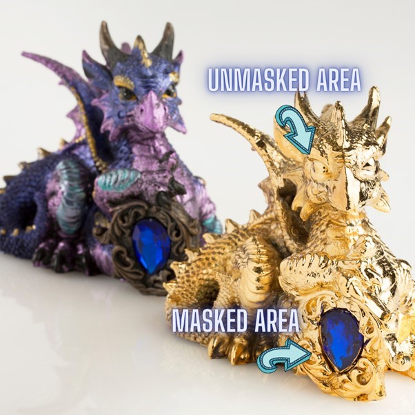 electroformed plastic dragons ornaments showing selective gold plating