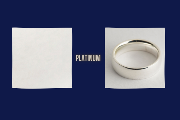 platinum plated colour swatch shown next to a platinum plated wedding band