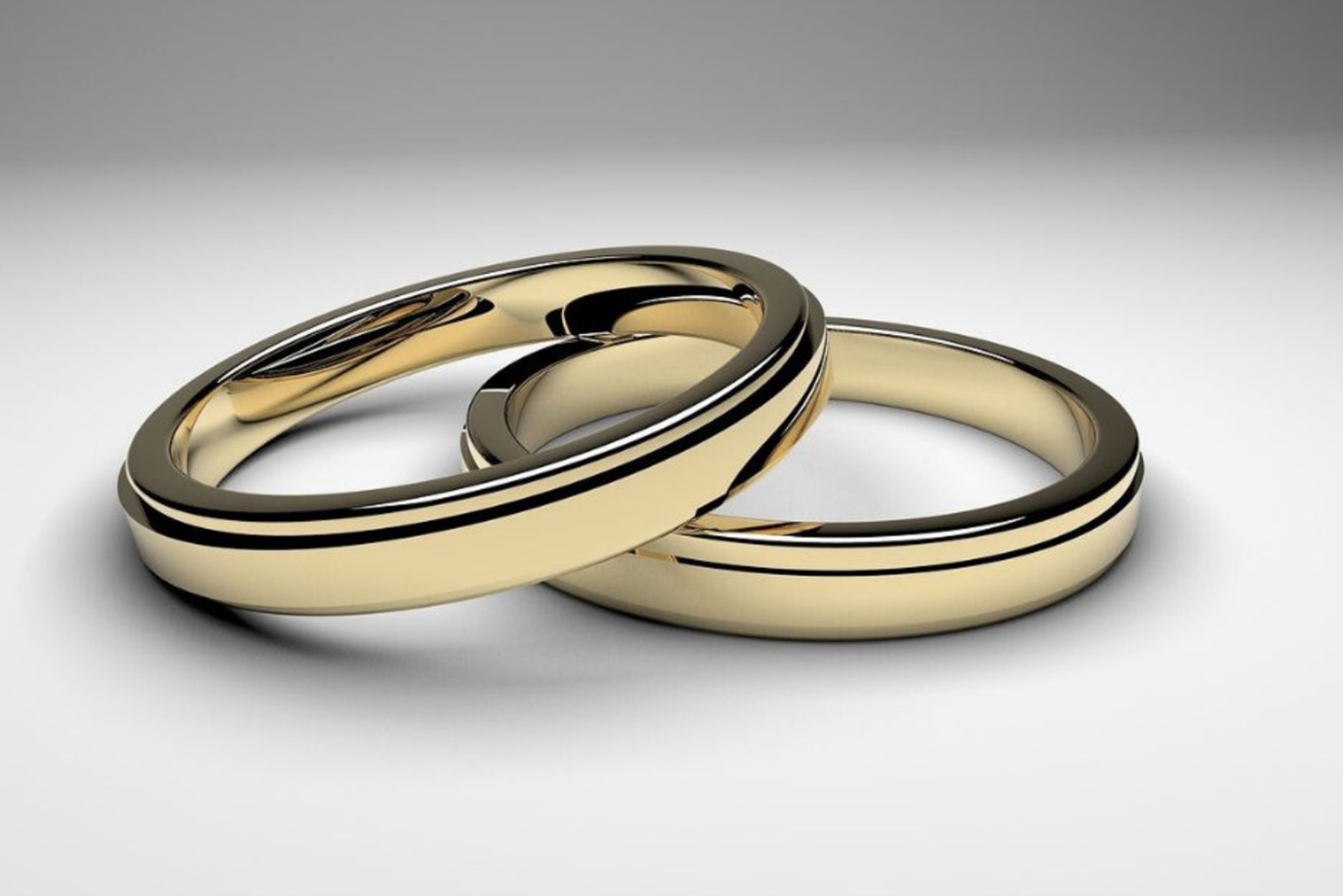 set of two 14k gold plated wedding bands