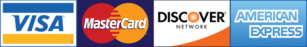 Visa, Mastercard, Discover, American Express